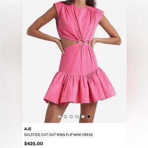 Aje Pink Cut Out Ruched Ruffled Mini Dress